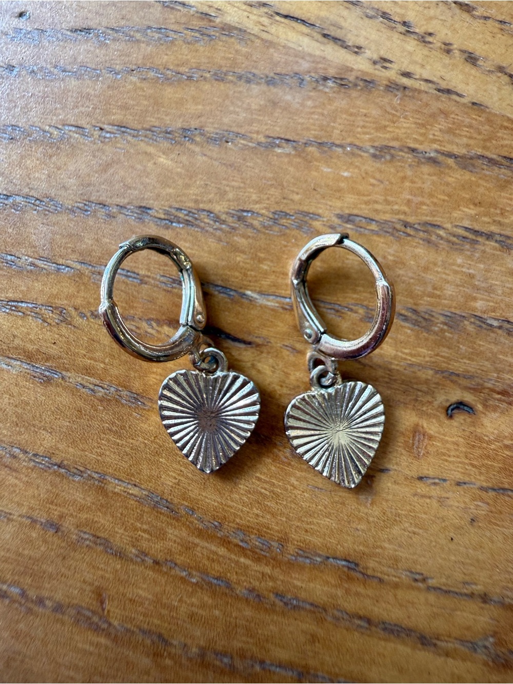 Gold Heart Drop Hoop Earrings